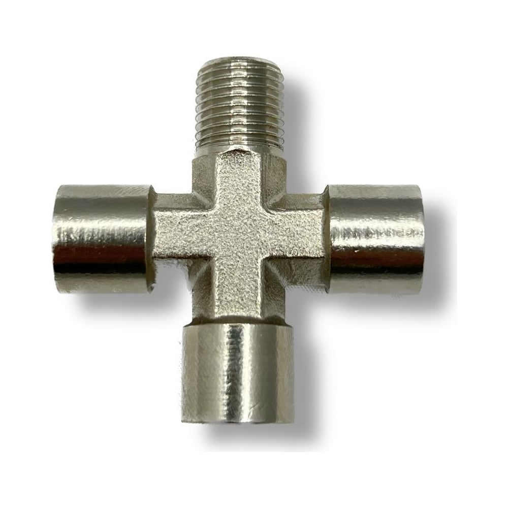 Изображение товара Крест ARMA 1/4 внутренняя и наружная резьба никелированная латунь профессиональный фитинг