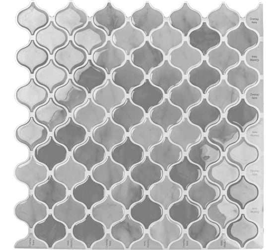 Изображение товара Комплект полимерной 3D плитки LAKO 30.5х30.5 см, 5 штук, Серая мозаика LKD-AMZ016