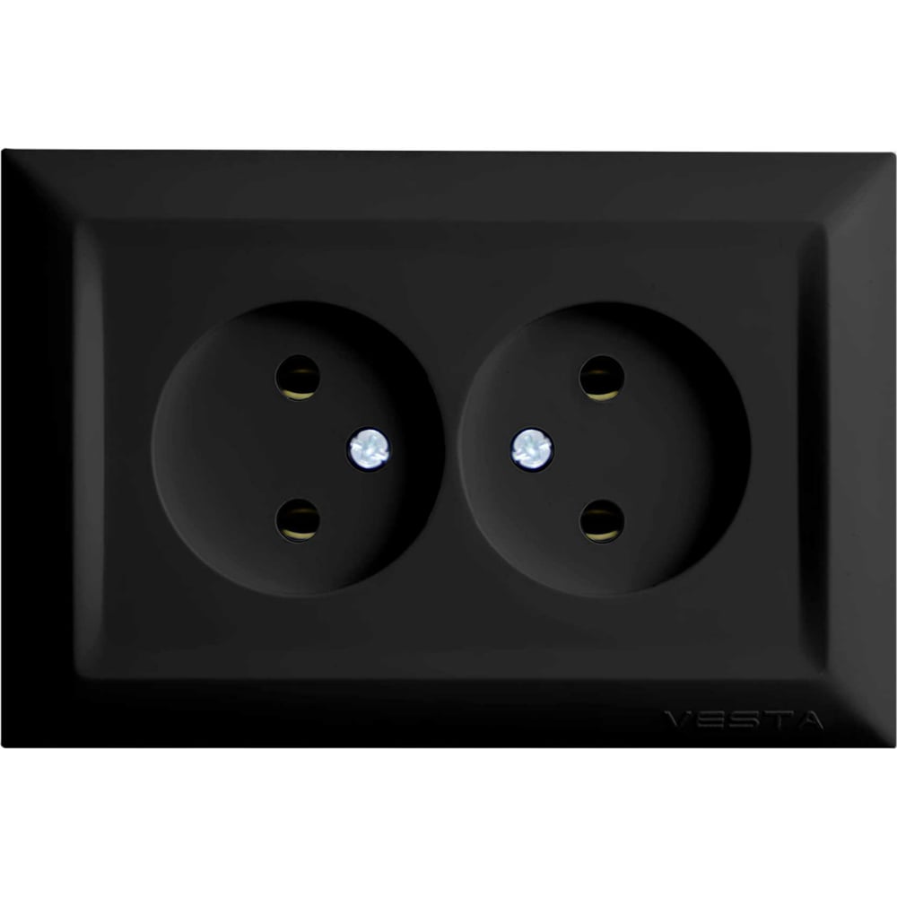 Изображение товара Метронекс Розетка Roma двойная черная без заземления