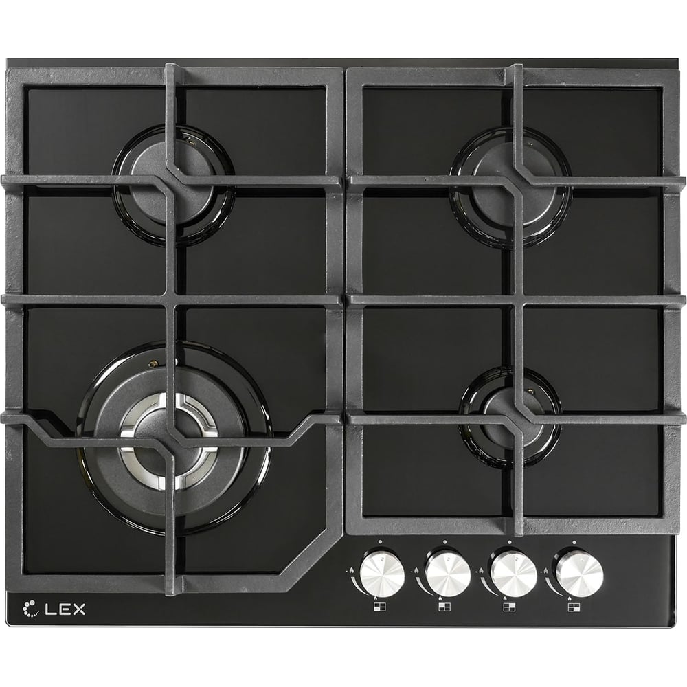 Изображение товара Встраиваемая газовая панель Lex GVG 640-1 BL 4-х конфорочная Modern стиль