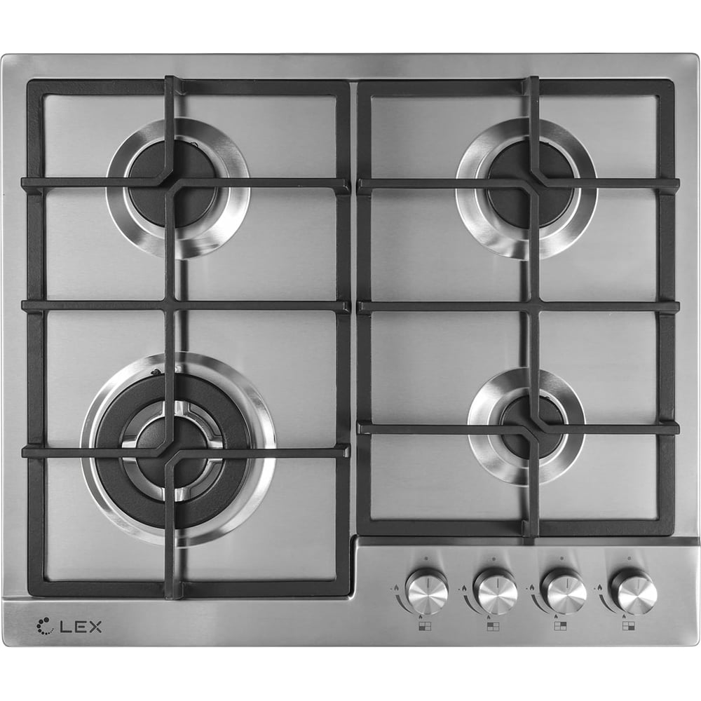 Изображение товара Встраиваемая газовая панель Lex GVS 640 IX с 4 конфорками и электроподжигом