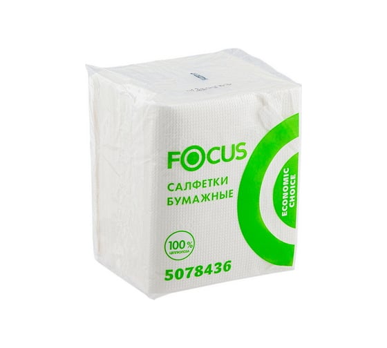 Изображение товара Бумажная салфетка Focus 1 слой 24x20 см 100 шт в упаковке белая целлюлоза H-5078436