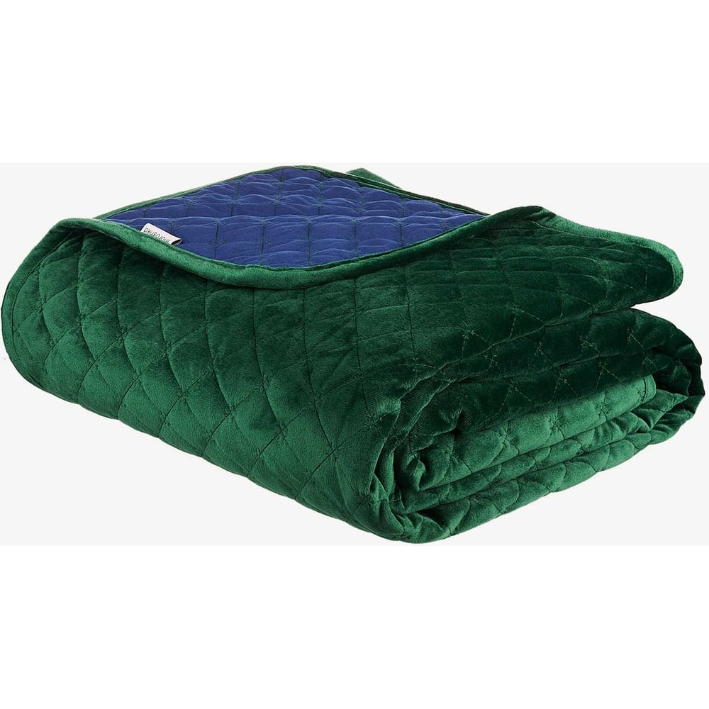 Изображение товара Стеганое двустороннее покрывало Moroshka Zolotoy Roy 220x240 см, зеленое и синее