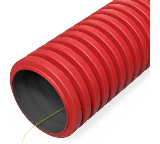 Изображение товара Гофрированная гибкая двустенная труба ПНД Промрукав тип 750 (sn49) с зондом красная d40 мм 100м PR15.0260