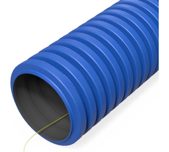 Изображение товара Гофрированная гибкая двустенная труба ПНД Промрукав тип 750 (sn57) с зондом синяя d32 мм 100м PR15.0262
