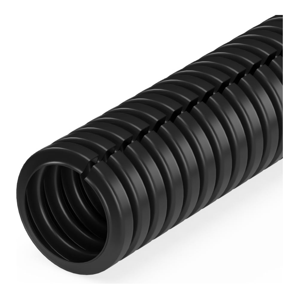 Изображение товара Гофрированная безгалогенная разрезная труба пп Промрукав hf черная dвн7 0мм dнар10 0мм 50м PR02 029