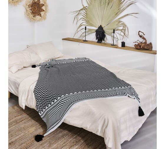 Изображение товара Плед Moroshka Nomads 130x170 см, цвет белый черный 915-202-01