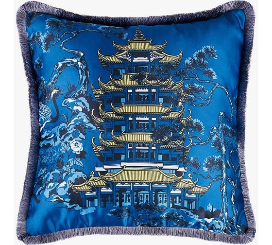 Изображение товара Декоративная подушка Moroshka Kitayskaya, на потайной молнии, цвет синий желтый, 40x40 см 948-201-02