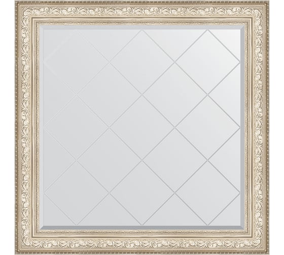 Изображение товара Зеркало EVOFORM с гравировкой в багетной раме - виньетка серебро 109 мм (110x110 см) BY 4469