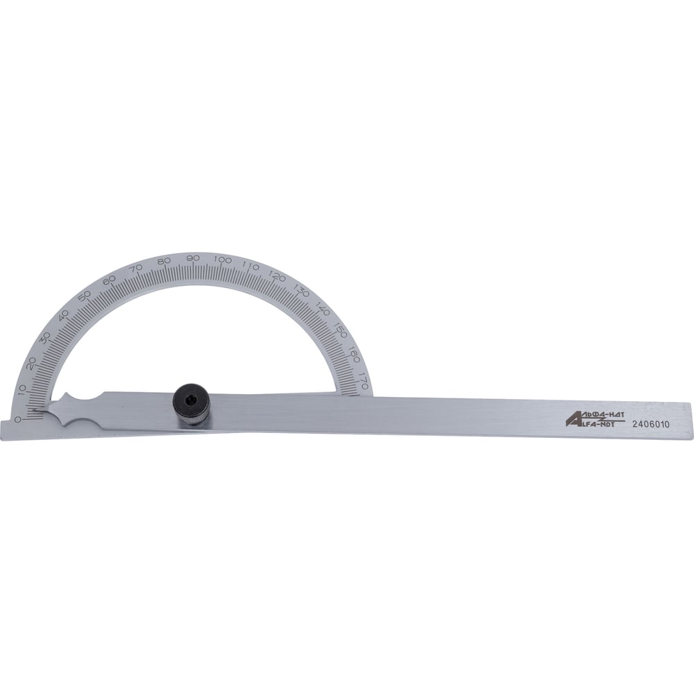 Изображение товара Угломер-транспортир АЛЬФА-НДТ 0-180 150x200 мм профессиональный инструмент