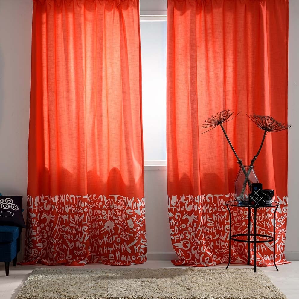 Изображение товара Готовая штора Moroshka Irony 200x280 см красного цвета
