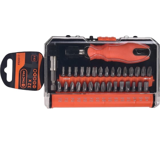 Изображение товара Набор вставок TACTIX из 32-х предметов, SL, PH, TORX 900017