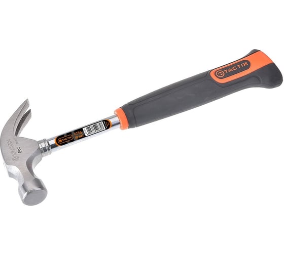 Изображение товара Молоток с гвоздодером TACTIX 225 гр с трубчатой рукояткой 221071