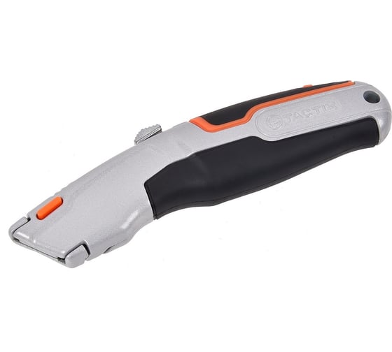 Изображение товара Выдвижной алюминиевый нож TACTIX с лезвием трапеция, с быстрой сменой лезвия 261007