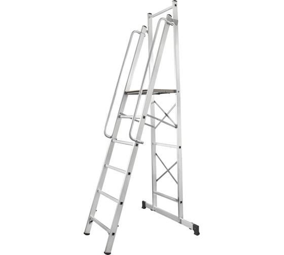 Изображение товара Передвижная складная лестница-стремянка с платформой Новая Высота NV 1540, 1x6 ступеней 1540106