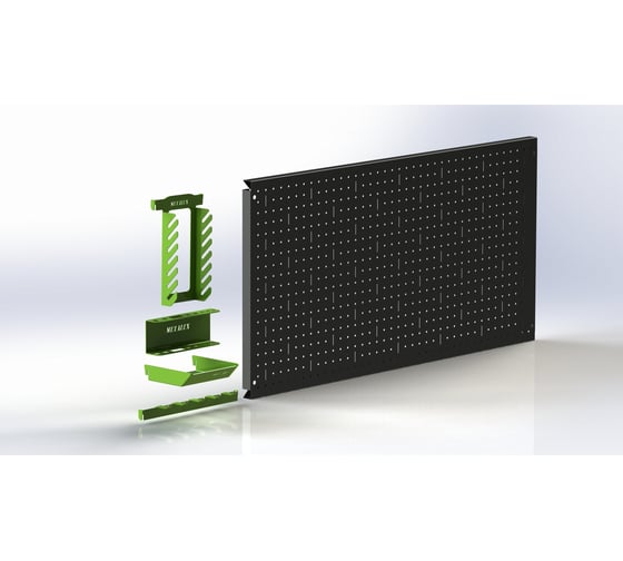 Изображение товара Металлическая перфопанель ООО Металекс Metalex 500x1000 серая, с комплектом аксессуаров PRSA50100