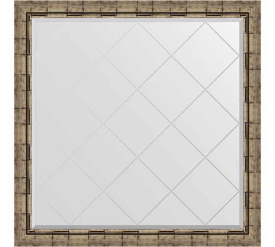 Изображение товара Зеркало EVOFORM с гравировкой в багетной раме - серебряный бамбук 73 мм (103x103 см) BY 4437