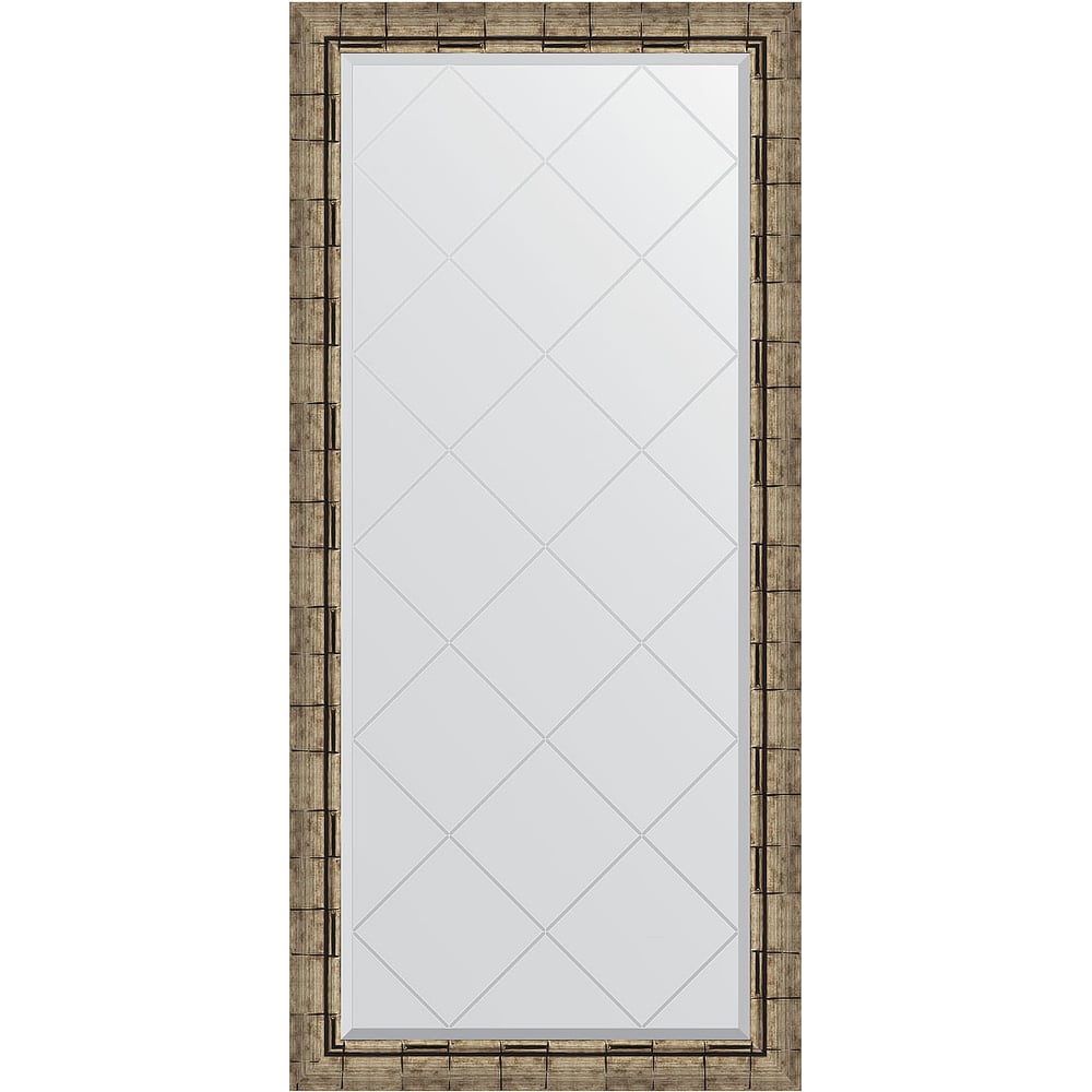 Изображение товара Зеркало EVOFORM с гравировкой в багетной раме - серебряный бамбук 73 мм