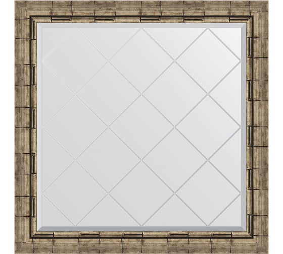 Изображение товара Зеркало EVOFORM с гравировкой в багетной раме - серебряный бамбук 73 мм (83x83 см) BY 4308