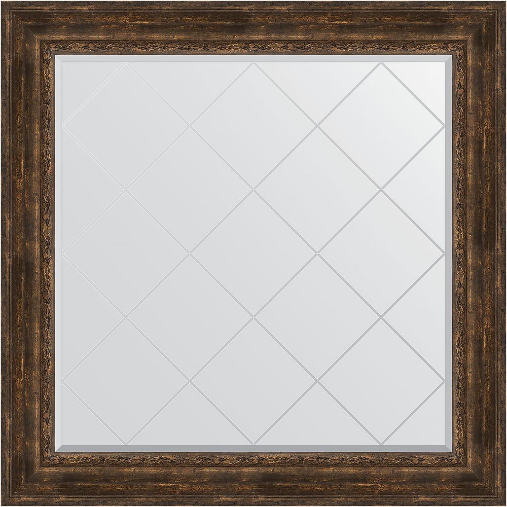 Изображение товара Зеркало EVOFORM с гравировкой в багетной раме 112x112 см состаренное дерево