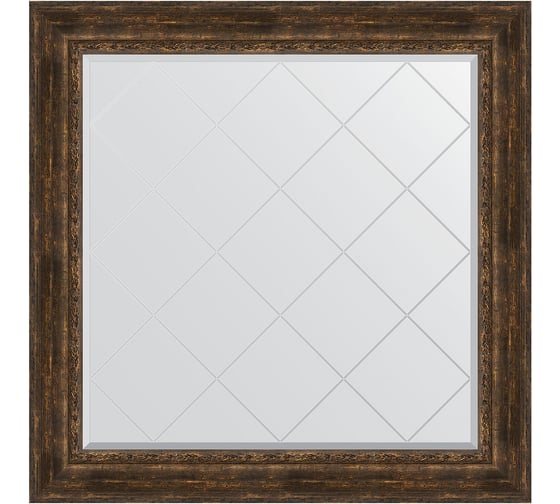 Изображение товара Зеркало EVOFORM с гравировкой в багетной раме - состаренное дерево с орнаментом 120 мм (112x112 см) BY 4473