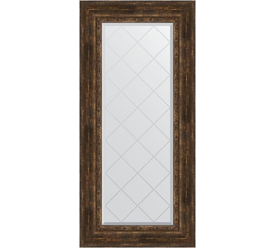 Изображение товара Зеркало EVOFORM с гравировкой в багетной раме - состаренное дерево с орнаментом 120 мм (62x132 см) BY 4086