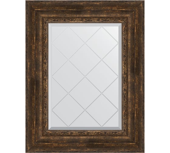 Изображение товара Зеркало EVOFORM с гравировкой в багетной раме - состаренное дерево с орнаментом 120 мм (62x80 см) BY 4043