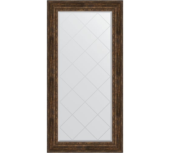Изображение товара Зеркало EVOFORM с гравировкой в багетной раме - состаренное дерево с орнаментом 120 мм (82x164 см) BY 4301
