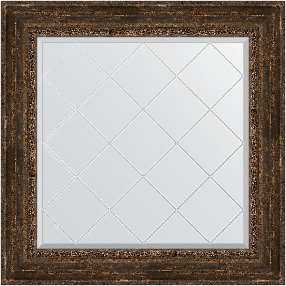 Изображение товара Зеркало EVOFORM с гравировкой в багетной раме состаренное дерево 92x92 см
