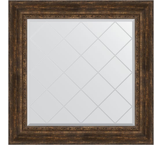 Изображение товара Зеркало EVOFORM с гравировкой в багетной раме - состаренное дерево с орнаментом 120 мм (92x92 см) BY 4344