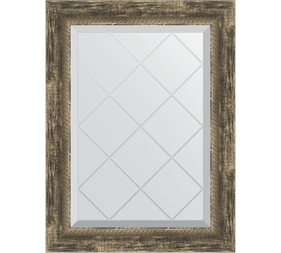 Изображение товара Зеркало EVOFORM с гравировкой в багетной раме - старое дерево с плетением 70 мм (53x71 см) BY 4006
