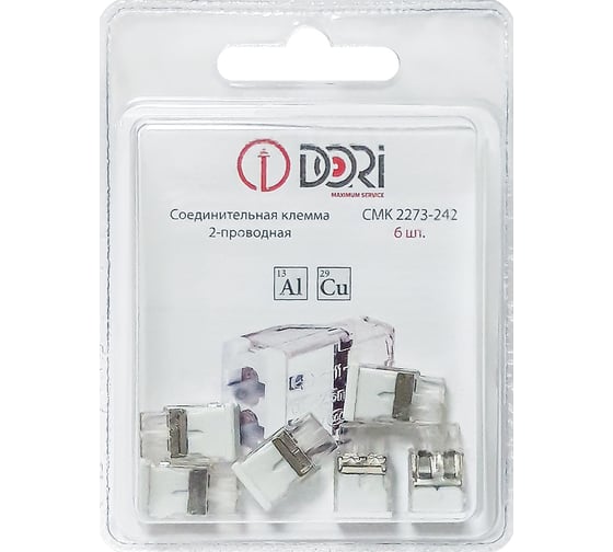 Изображение товара 2-проводная соединительная клемма DORI СМК 2273-242 с пастой (6 шт.) 46349