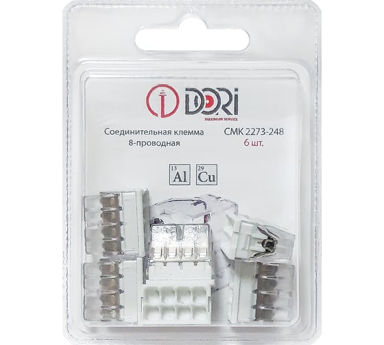 Изображение товара 8-проводная соединительная клемма DORI СМК 2273-248 с пастой (6 шт.) 46387