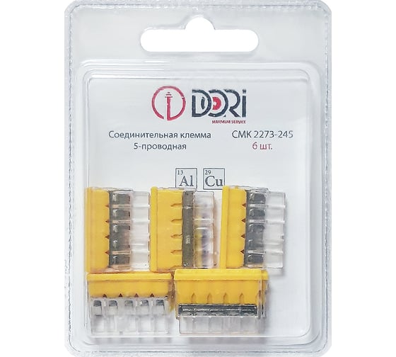 Изображение товара 5-проводная соединительная клемма DORI СМК 2273-245 с пастой (6 шт.) 46370