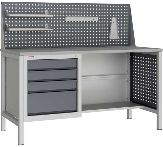 Изображение товара Верстак с тумбой с ящиками с экраном Э1 с навесными аксессуарами (7038/7016) Диком ВЛ-К-150 11.0293-103