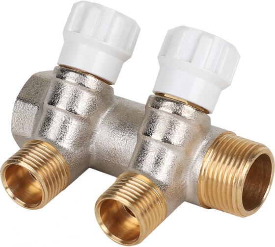 Изображение товара Коллектор MVI латунный с регулирующими вентилями 1"x3/4"x2 выхода MM.402.0605