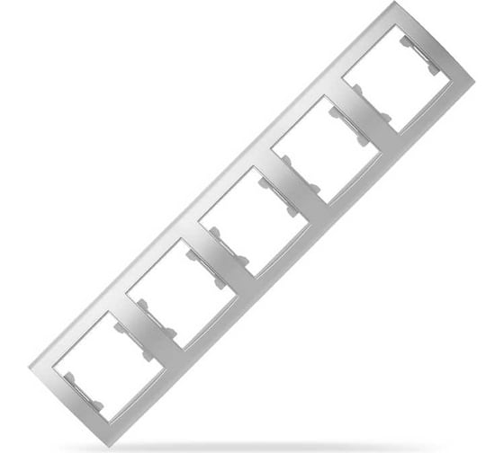 Изображение товара Пятиместная горизонтальная рамка UNIVersal Бриллиант серебро еврослот 1036