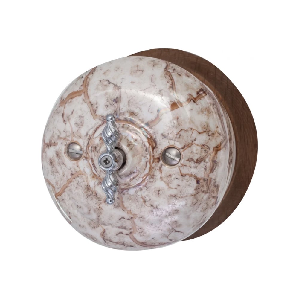 1-клавишный выключатель Bironi проходной, фаберже, керамика, цвет мрамор золото B2-201-090/18