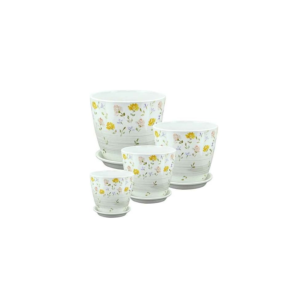 Изображение товара Комплект из 4 керамических горшков Сады Аурики РС171 для растений