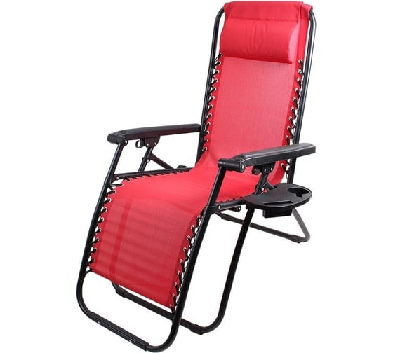 Изображение товара Складное кресло-шезлонг с подставкой Ecos CHO-137-14 Люкс, красный 993160
