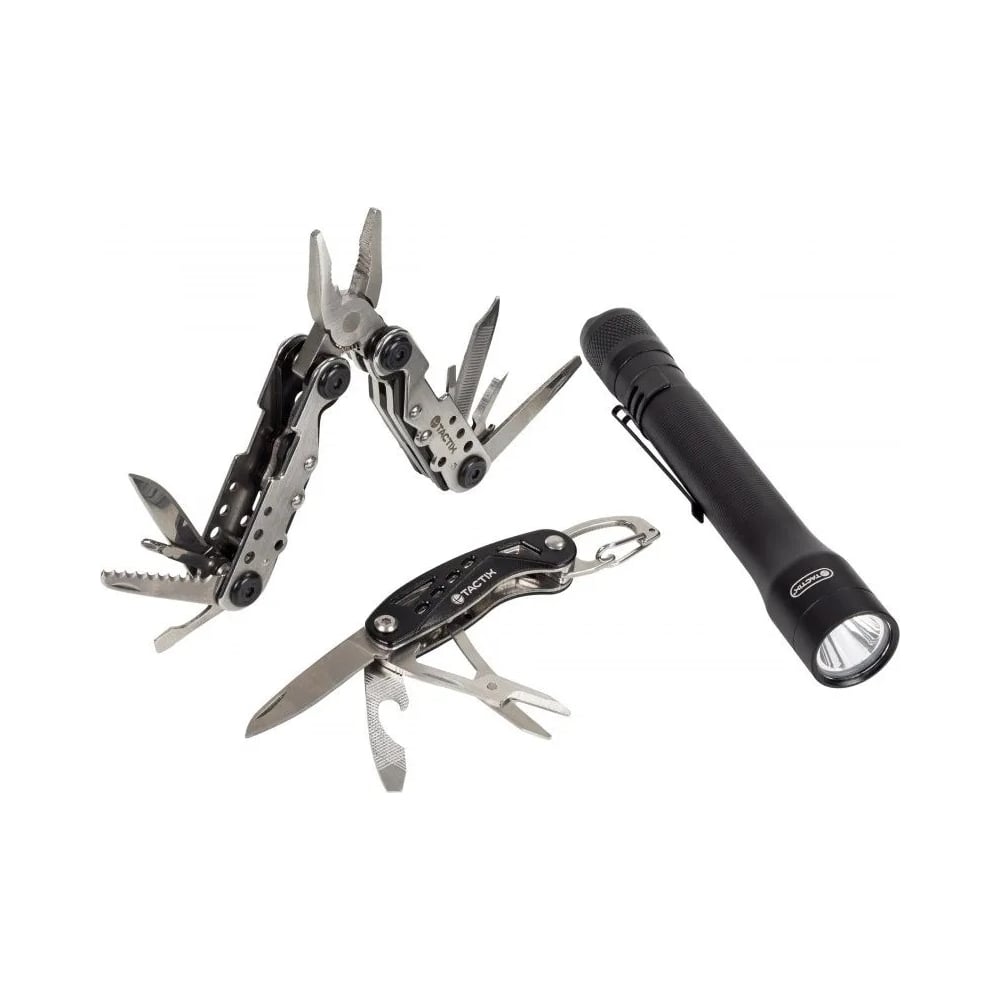 Изображение товара Мультитул TACTIX 3 предмета складной нож и фонарик компактный набор