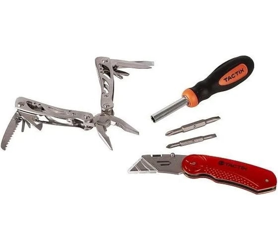 Изображение товара Набор инструмента из 3-х предметов TACTIX мультитул, складной нож, отвертка и 6 в 1 900111