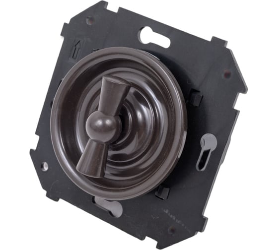 Изображение товара Поворотный выключатель Bironi, двухклавишный, серия "шедель", скрытый монтаж, цвет коричневый B3-202-22