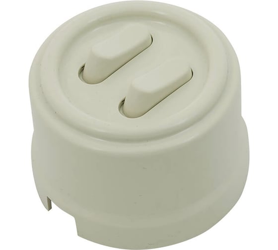 Изображение товара Кнопка Bironi (двухклавишная), пластик, цвет слоновая кость B1-222-211-PB