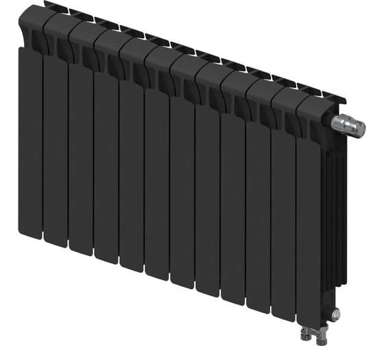 Изображение товара Биметаллический радиатор RIFAR MONOLIT Ventil 500 Антрацит 12 секц. нижн. прав. R-MN-500-12-VR-AN