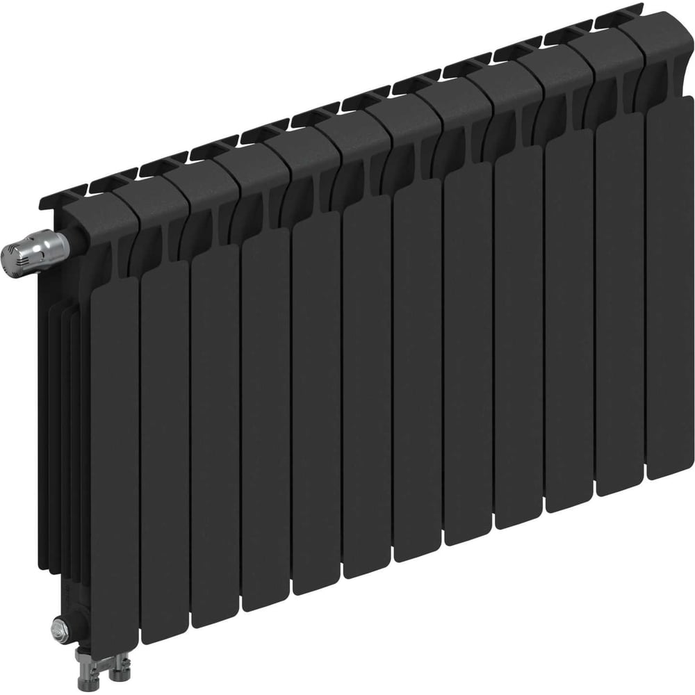 Изображение товара Биметаллический радиатор RIFAR MONOLIT Ventil 500 Антрацит 12 секц. нижн левое подключение