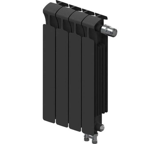 Изображение товара Биметаллический радиатор RIFAR MONOLIT Ventil 500 Антрацит 04 секц. нижн. прав. R-MN-500-04-VR-AN