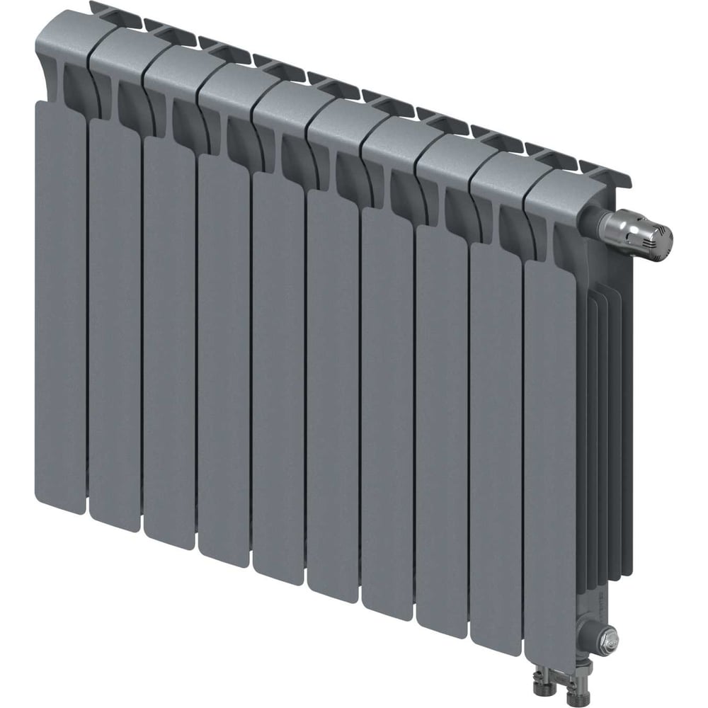 Изображение товара Биметаллический радиатор RIFAR MONOLIT Ventil 500 Титан 10 секций, настенный низ. левое подключение