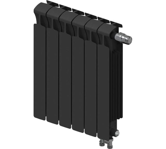 Изображение товара Биметаллический радиатор RIFAR MONOLIT Ventil 500 Антрацит 06 секц. нижн. прав. R-MN-500-06-VR-AN