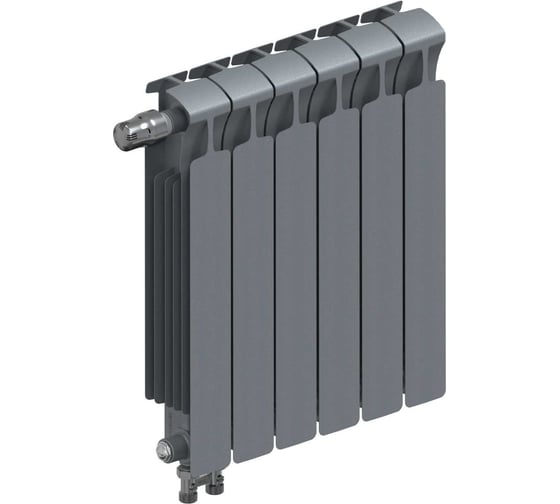 Изображение товара Биметаллический радиатор RIFAR MONOLIT Ventil 500 Титан 06 секц. нижн. лев. R-MN-500-06-VL-TI